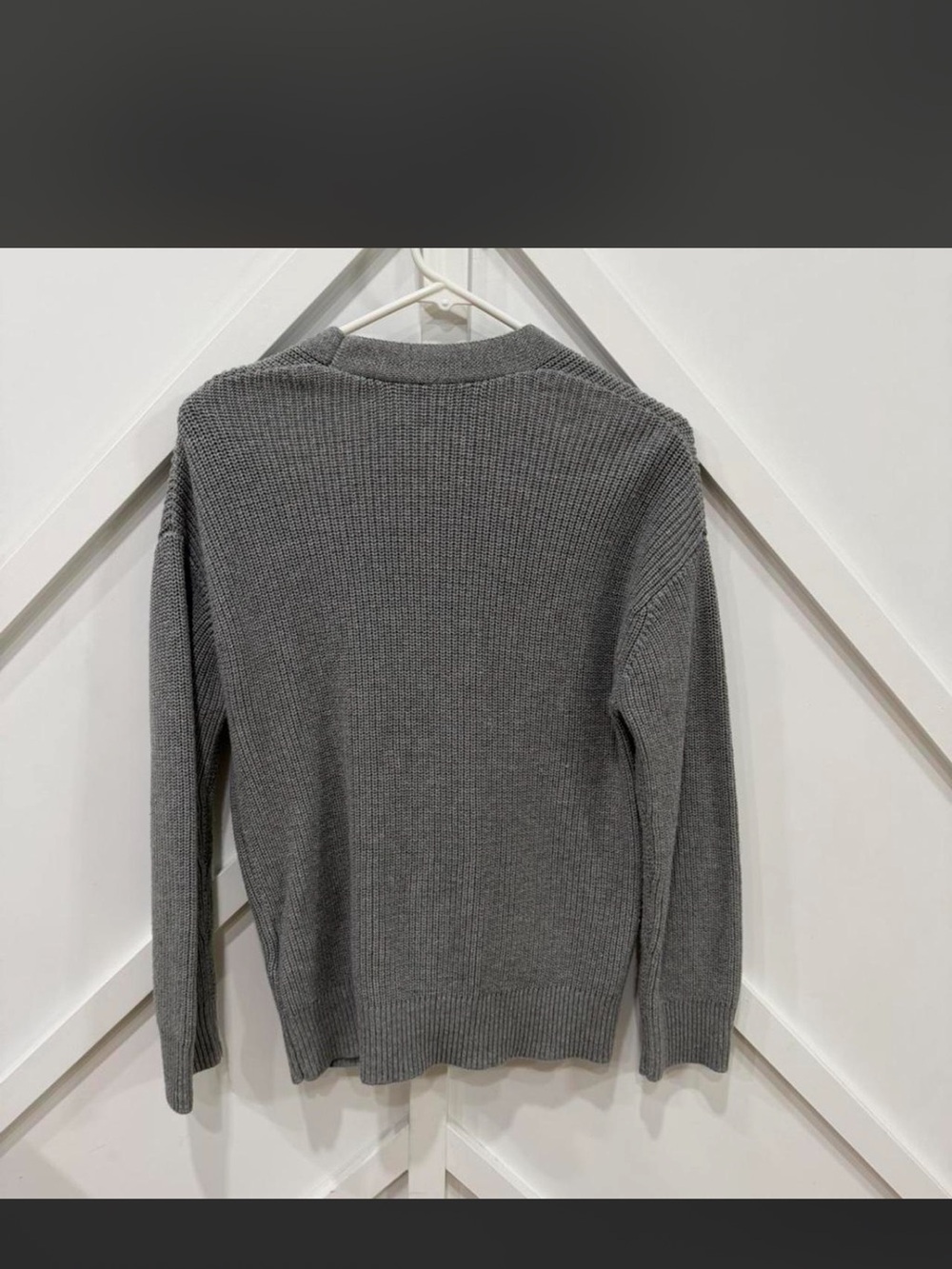 Hudson Jeans Light Gray Ribbed V-Neck Button Cardigan - Picture 4 of 4